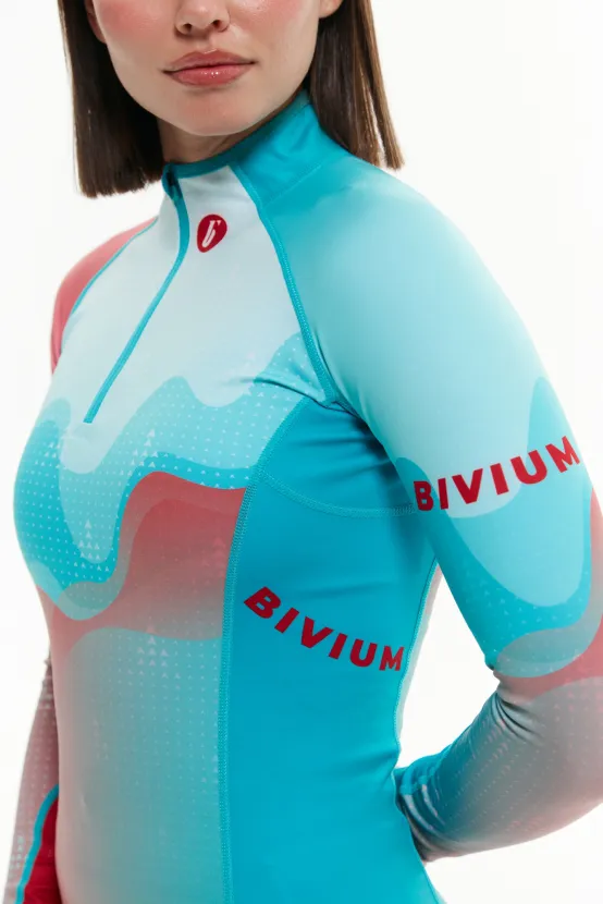 Костюм гоночный утепленный женский BIVIUM ЭНЕРГИЯ 3.0 (голубой/красный)