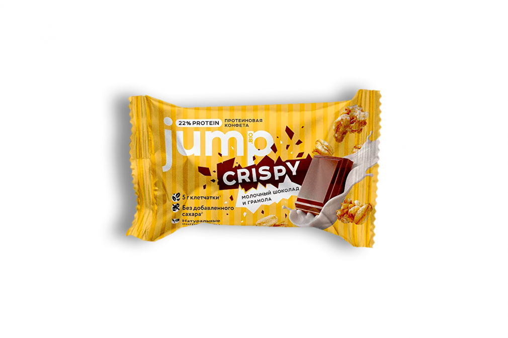 Протеиновая конфета JUMP CRISPY (молочный шоколад и гранола)