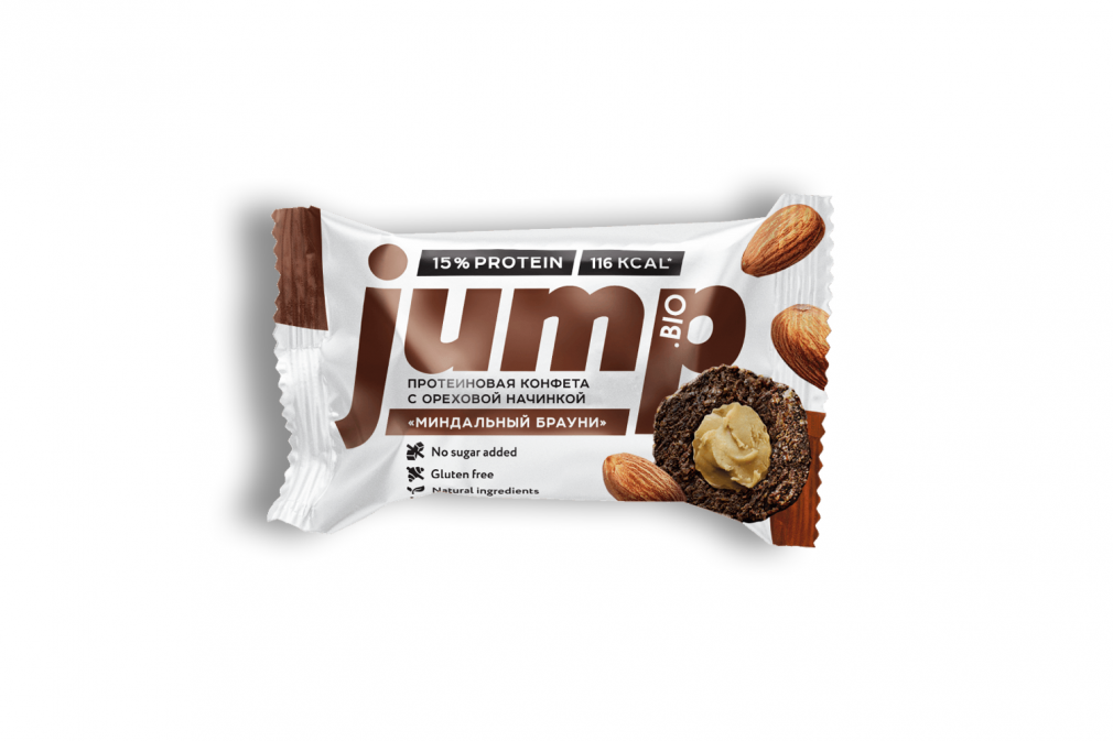 Протеиновая конфета с начинкой JUMP EXTRA (миндальный брауни)