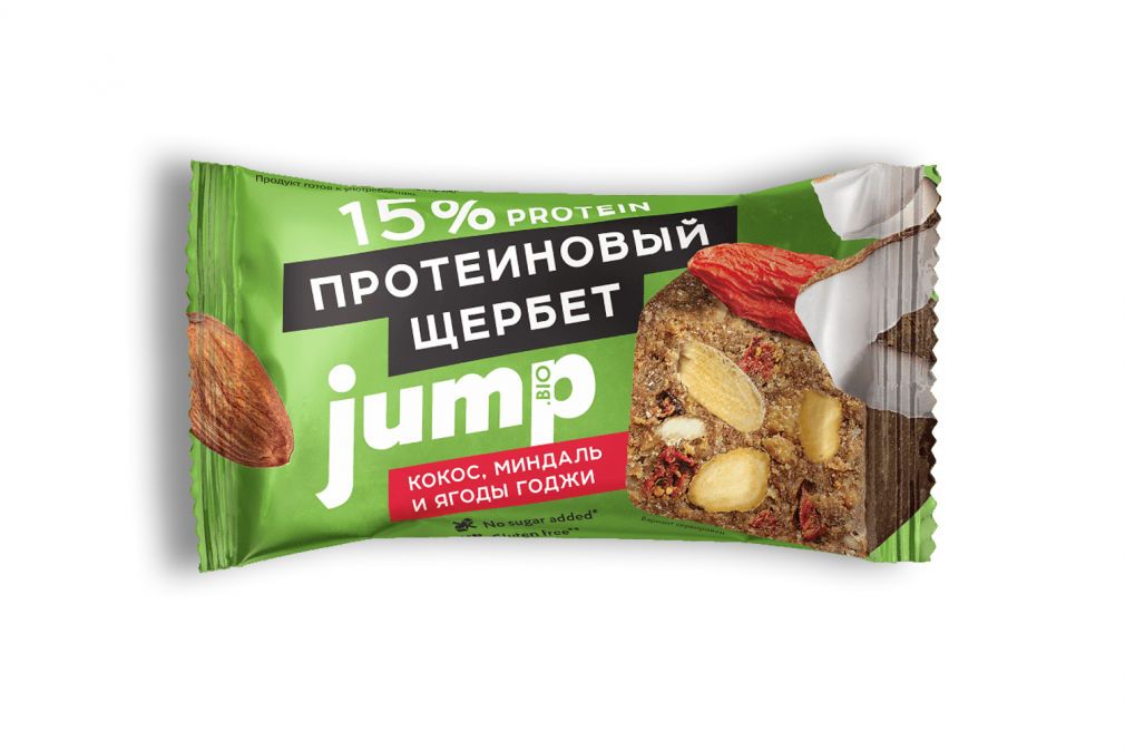 Протеиновый щербет JUMP SHERBET (кокос, миндаль и ягоды годжи)